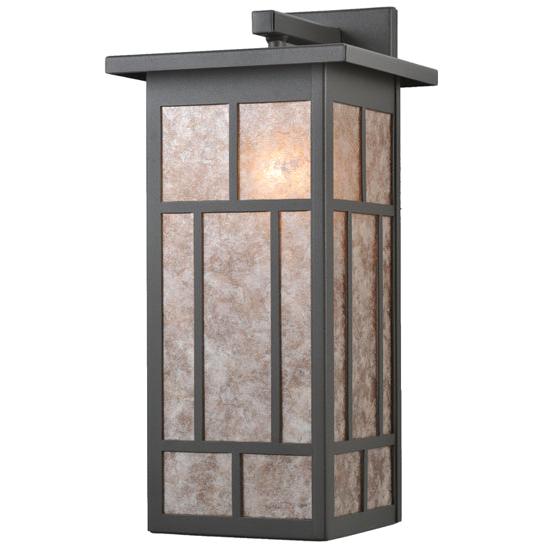Meyda Lighting Hyde Park 8" Wrought Iron Regents Wall Sconce With Silver Mica Shade Glass