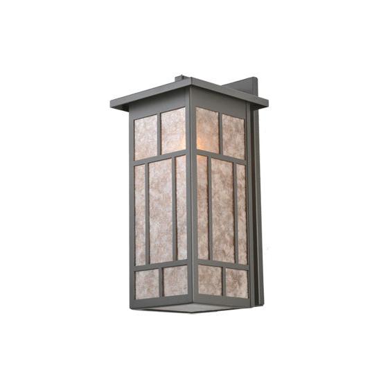 Meyda Lighting Hyde Park 8" Wrought Iron Regents Wall Sconce With Silver Mica Shade Glass