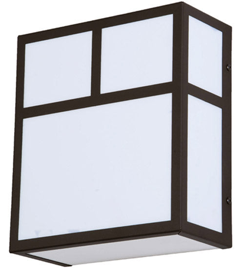 Meyda Lighting Hyde Park 9" 2-Light Oil Rubbed Bronze T Mission Wall Sconce With White Statuario Idalight Shade Glass
