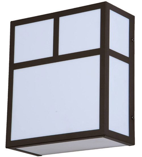 Meyda Lighting Hyde Park 9" 2-Light Oil Rubbed Bronze T Mission Wall Sconce With White Statuario Idalight Shade Glass