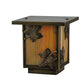 Meyda Lighting Hyde Park 9" Antique Brass Maple Leaf Outdoor Deck Light With Beige Iridescent Shade Glass