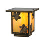 Meyda Lighting Hyde Park 9" Antique Brass Maple Leaf Outdoor Deck Light With Beige Iridescent Shade Glass