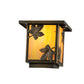 Meyda Lighting Hyde Park 9" Antique Brass Maple Leaf Outdoor Deck Light With Beige Iridescent Shade Glass
