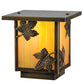 Meyda Lighting Hyde Park 9" Antique Brass Maple Leaf Outdoor Deck Light With Beige Iridescent Shade Glass