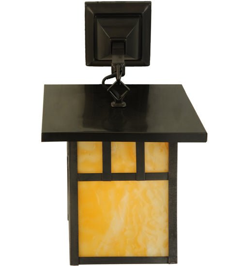 Meyda Lighting Hyde Park 9" Craftsman Brown Double Bar Mission Hanging Wall Sconce With Beige Shade Glass