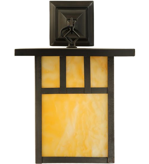 Meyda Lighting Hyde Park 9" Craftsman Brown Double Bar Mission Hanging Wall Sconce With Beige Shade Glass