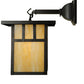 Meyda Lighting Hyde Park 9" Craftsman Brown Double Bar Mission Hanging Wall Sconce With Beige Shade Glass