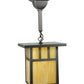 Meyda Lighting Hyde Park 9" Craftsman Brown Double Bar Mission Pendant Light With Beige Art Shade Glass
