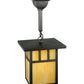 Meyda Lighting Hyde Park 9" Craftsman Brown Double Bar Mission Pendant Light With Beige Art Shade Glass