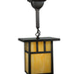Meyda Lighting Hyde Park 9" Craftsman Brown Double Bar Mission Pendant Light With Beige Art Shade Glass