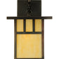 Meyda Lighting Hyde Park 9" Craftsman Brown Double Bar Mission Straight Arm Wall Sconce With Beige Shade Glass
