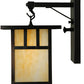 Meyda Lighting Hyde Park 9" Craftsman Brown Double Bar Mission Straight Arm Wall Sconce With Beige Shade Glass