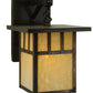 Meyda Lighting Hyde Park 9" Craftsman Brown Double Bar Mission Straight Arm Wall Sconce With Beige Shade Glass