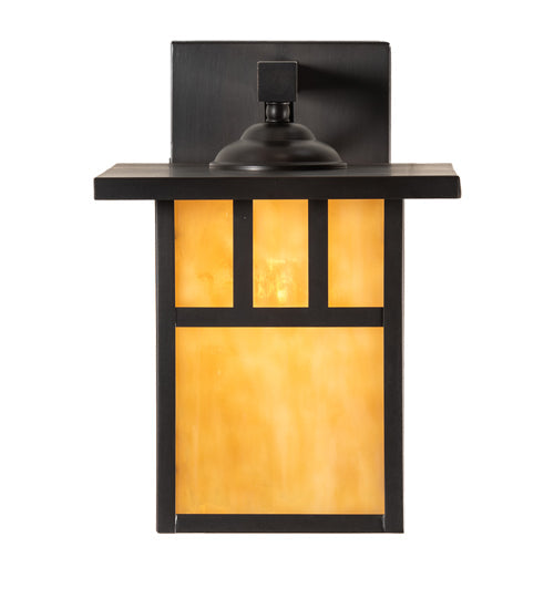 Meyda Lighting Hyde Park 9" Craftsman Brown Double Bar Mission Wall Sconce With Beige Shade Glass