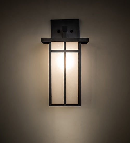 Meyda Lighting Hyde Park 9" Craftsman Brown On Copper "T" Mission Solid Mount Wall Sconce With Clear Seeded Shade Glass