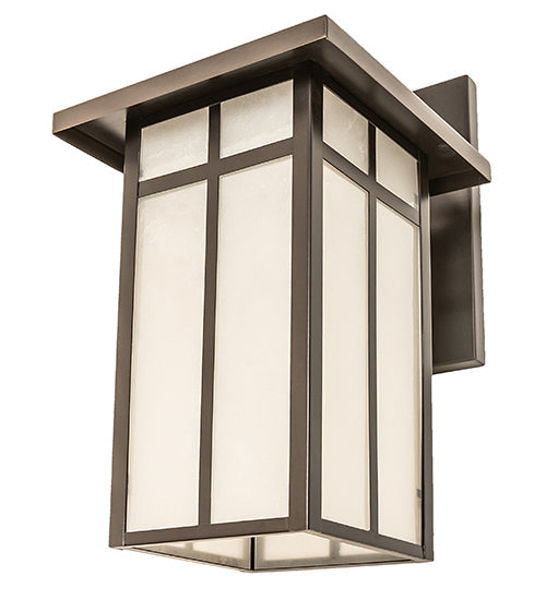 Meyda Lighting Hyde Park 9" Craftsman Brown On Copper "T" Mission Solid Mount Wall Sconce With Clear Seeded Shade Glass