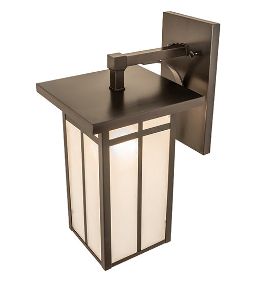 Meyda Lighting Hyde Park 9" Craftsman Brown On Copper "T" Mission Solid Mount Wall Sconce With Clear Seeded Shade Glass