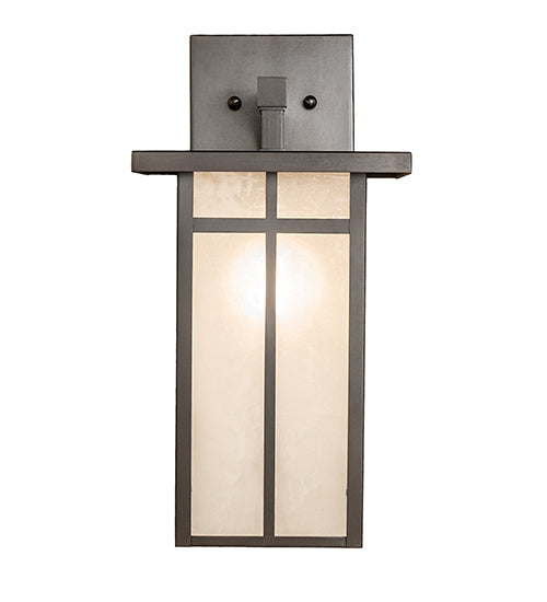 Meyda Lighting Hyde Park 9" Craftsman Brown On Copper "T" Mission Solid Mount Wall Sconce With Clear Seeded Shade Glass