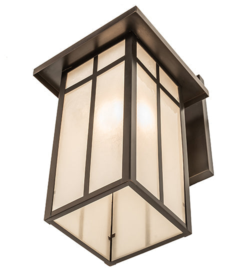 Meyda Lighting Hyde Park 9" Craftsman Brown On Copper "T" Mission Solid Mount Wall Sconce With Clear Seeded Shade Glass