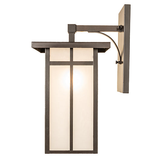 Meyda Lighting Hyde Park 9" Craftsman Brown On Copper "T" Mission Solid Mount Wall Sconce With Clear Seeded Shade Glass