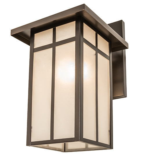 Meyda Lighting Hyde Park 9" Craftsman Brown On Copper "T" Mission Solid Mount Wall Sconce With Clear Seeded Shade Glass