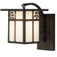 Meyda Lighting Hyde Park 9" Craftsman Brown Sprig Curved Arm Wall Sconce With White Art Shade Glass