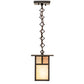 Meyda Lighting Hyde Park 9" Craftsman Brown "T" Mission Mini Pendant Light With Beige Iridescent & Silver Mica Shade Glass