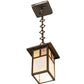 Meyda Lighting Hyde Park 9" Craftsman Brown "T" Mission Mini Pendant Light With Beige Iridescent & Silver Mica Shade Glass