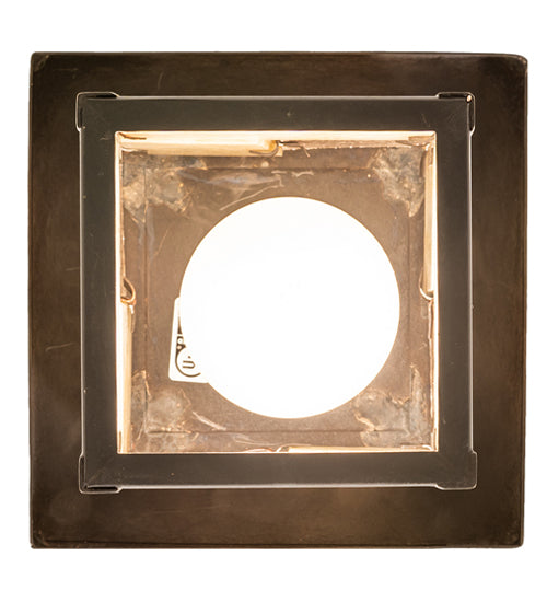 Meyda Lighting Hyde Park 9" Craftsman Brown "T" Mission Mini Pendant Light With Beige Iridescent & Silver Mica Shade Glass