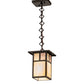 Meyda Lighting Hyde Park 9" Craftsman Brown "T" Mission Mini Pendant Light With Beige Iridescent & Silver Mica Shade Glass