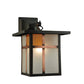 Meyda Lighting Hyde Park 9" Craftsman Brown Wall Sconce With Frosted Seeded & Amber Siena Shade Glass