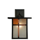 Meyda Lighting Hyde Park 9" Craftsman Brown Wall Sconce With Frosted Seeded & Amber Siena Shade Glass