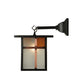 Meyda Lighting Hyde Park 9" Craftsman Brown Wall Sconce With Frosted Seeded & Amber Siena Shade Glass