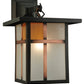 Meyda Lighting Hyde Park 9" Craftsman Brown Wall Sconce With Frosted Seeded & Amber Siena Shade Glass