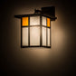 Meyda Lighting Hyde Park 9" Solar Black Powder Coated Wall Sconce With Amber & Clear Frosted Shade Glass