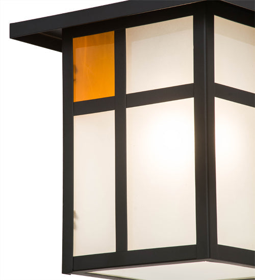 Meyda Lighting Hyde Park 9" Solar Black Powder Coated Wall Sconce With Amber & Clear Frosted Shade Glass