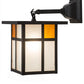 Meyda Lighting Hyde Park 9" Solar Black Powder Coated Wall Sconce With Amber & Clear Frosted Shade Glass