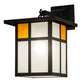 Meyda Lighting Hyde Park 9" Solar Black Powder Coated Wall Sconce With Amber & Clear Frosted Shade Glass