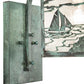 Meyda Lighting Hyde Park 9" Verdigris Lighthouse Curved Arm Wall Sconce With Clear Seeded Shade Glass