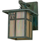 Meyda Lighting Hyde Park 9" Verdigris Sprig Hanging Wall Sconce With Beige Iridescent Shade Glass