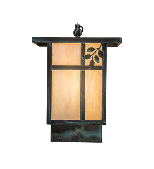 Meyda Lighting Hyde Park 9" Verdigris Sprig Wall Sconce With Beige Iridescent Shade Glass