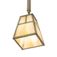 Meyda Lighting Hyde Park 9" Verdigris "T" Mission Mini Pendant Light With Beige Iridescent Shade Glass