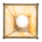 Meyda Lighting Hyde Park 9" Verdigris "T" Mission Mini Pendant Light With Beige Iridescent Shade Glass