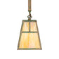 Meyda Lighting Hyde Park 9" Verdigris "T" Mission Mini Pendant Light With Beige Iridescent Shade Glass