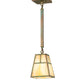 Meyda Lighting Hyde Park 9" Verdigris "T" Mission Mini Pendant Light With Beige Iridescent Shade Glass