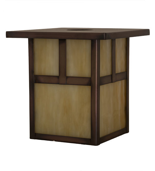 Meyda Lighting Hyde Park 9" Weathered Antique Brass "T" Mission Frame With Beige Shade Glass