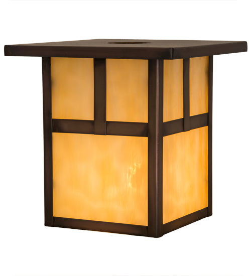 Meyda Lighting Hyde Park 9" Weathered Antique Brass "T" Mission Frame With Beige Shade Glass