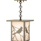 Meyda Lighting Hyde Park 9"Sq Antique Brass Song Bird Ceiling Mini Pendant Light With White Art Shade Glass