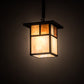 Meyda Lighting Hyde Park 9"Sq Craftsman Brown "T" Mission Pendant Light With Beige Iridescent Glass & Amber Mica Shade