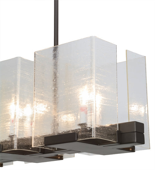 Meyda Lighting Ice Cube 41" 8-Light Timeless Bronze Island Chandelier With Clear Seeded Shade Glass